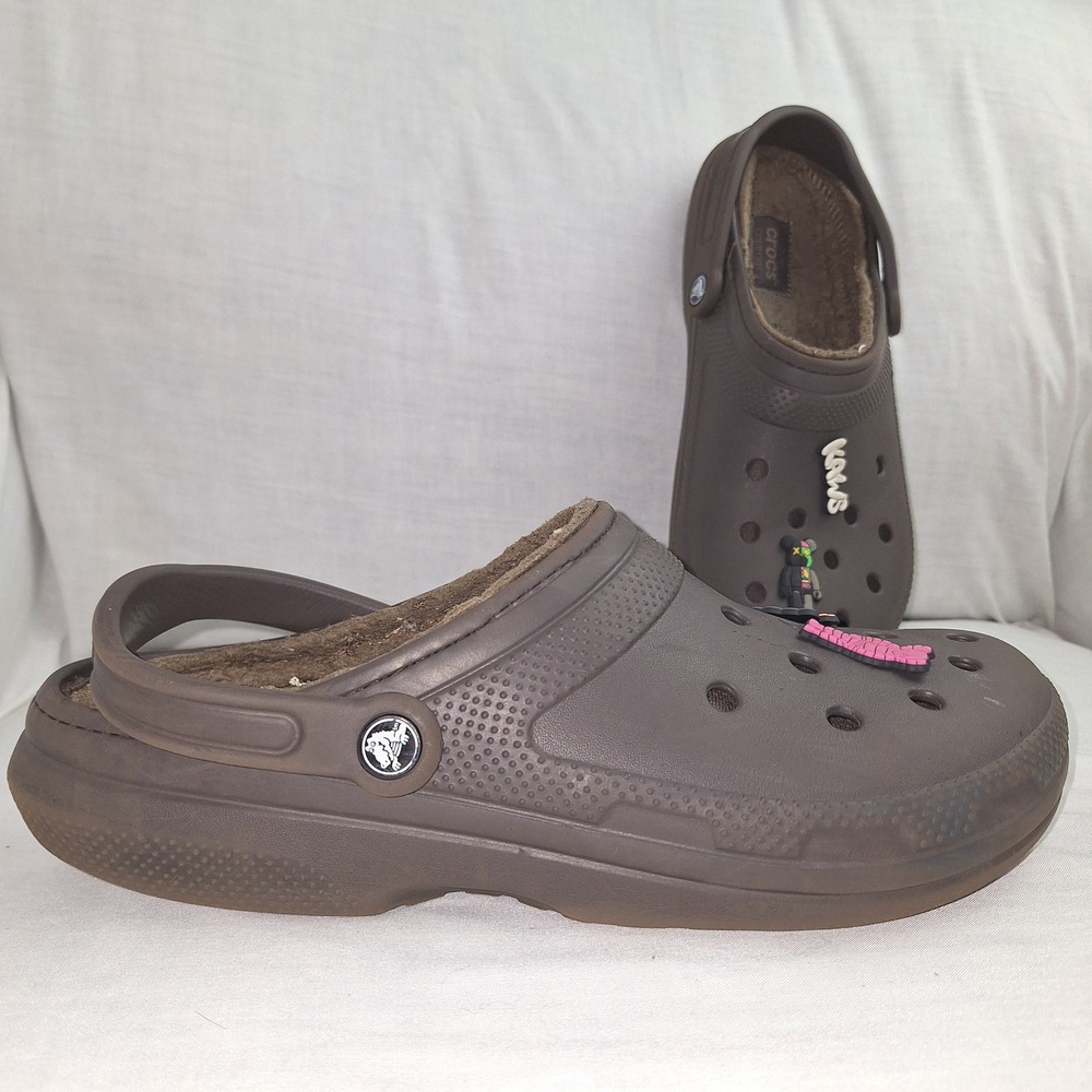 Crocs Brown 11 Classic Faux Fur‎ Lined Clogs Men 203591 Chocolate Plush Interior
